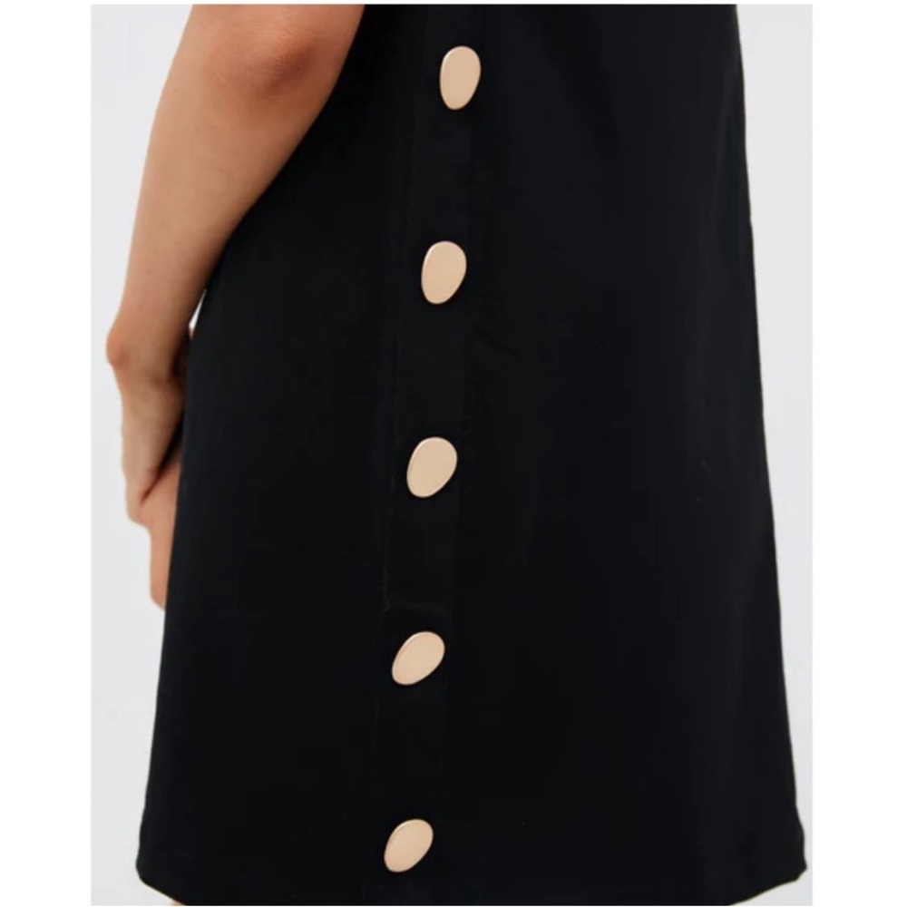 HYACINTH HOUSE Black Twill Button Bitsy Dress - Picture 6 of 13